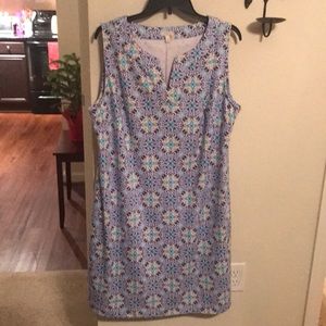 Talbots navy/yellow summer midi dress
